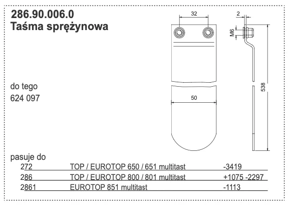 Taśma sprężynowa plandeki – Resor piórowy - wzmocnienie - 286.90.006.0 - POTTINGER