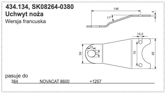 Docisk noża PSM - 	434.134 - POTTINGER