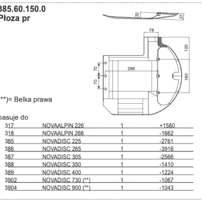Płoza kosiarki - PRAWA - 385.60.150.0 - Pottinger