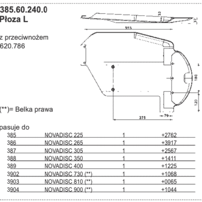 Płoza kosiarki - Lewa - 385.60.240.0+1  - Pottinger