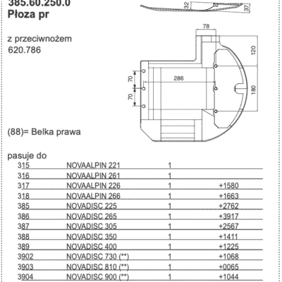 Płoza kosiarki - PRAWA - 385.60.250.0 - Pottinger
