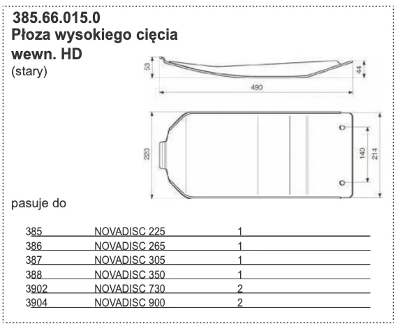 Płoza kosiarki - WEWNĘTRZNA - Wysokiego cięcia HD (stary) - 385.66.015.0 - Pottinger
