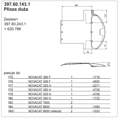 Płoza kosiarki - DUŻA - 397.60.143.1 - Pottinger