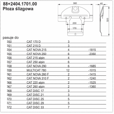 Płoza ślizgowa kosiarki - 88+2404.1701.00 - Pottinger