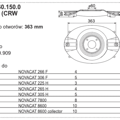 Dysk (CRW) Odstęp otworów: 363 mm
