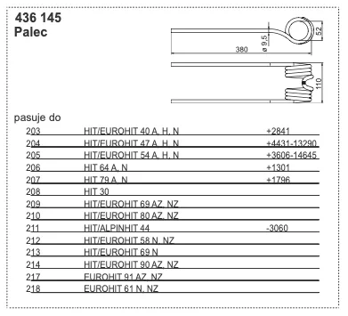 Palec zgrabiarki podwójny - 436.145 - Pottinger