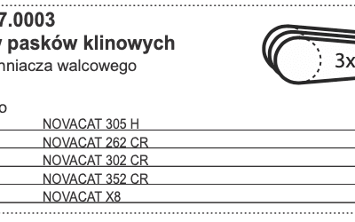 Zestaw pasków klinowych do spulchniacza walcowego