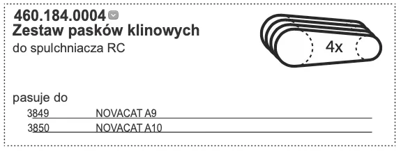 Zestaw pasków klinowych do spulchniacza RC