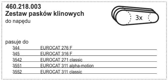 Zestaw pasków klinowych do napędu - 460.218.003 - Pottinger