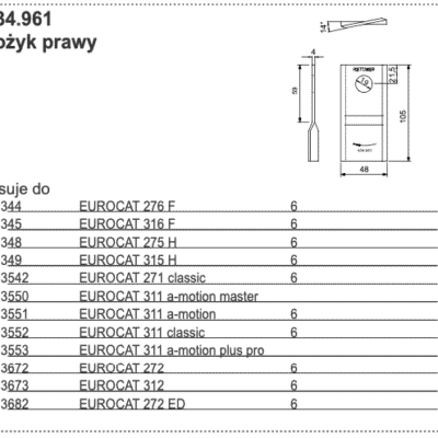 Nożyk kosiarki - PRAWY - 434.961 - Pottinger
