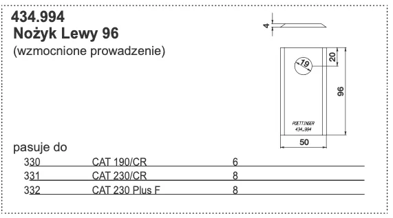 Nożyk kosiarki - LEWY - 96 (wzmocnione prowadzenie) - 434.994 - Pottinger