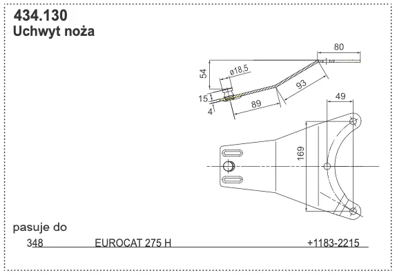 Docisk noża EUROCAT 275 H	- 434.130 - POTTINGER