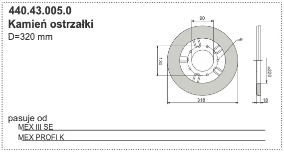 Kamień ostrzałki D=320 mm - 440.43.005.0 - Pottinger