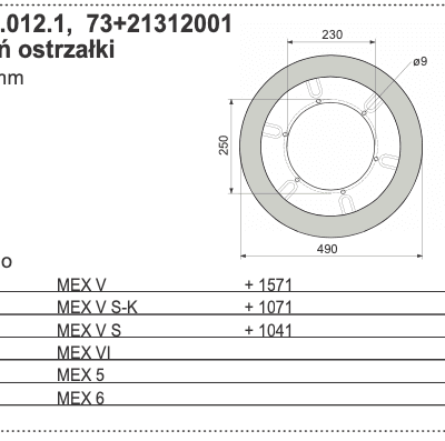 Kamień ostrzałki D=490 mm - 450.70.012.1 - Pottinger