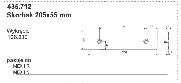 Skorbak 205x55 mm - 435.712 - Pottinger