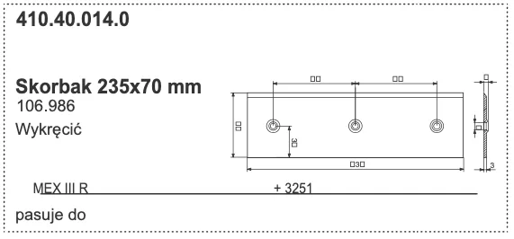 Skorbak 235x70 mm - 410.40.014.0 - Pottinger