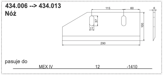 Nóż do sieczkarni MEX IV - 434.013 - Pottinger