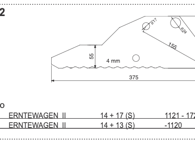 Nóż przyczepy samozbierającej - 434.002 - POTTINGER
