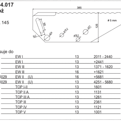 Nóż przyczepy samozbierającej - OL 145 - 434.017 - POTTINGER