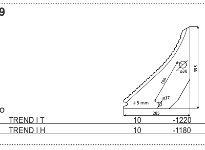 Nóż przyczepy samozbierającej - 434.019 - POTTINGER