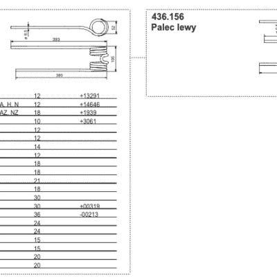 Palec zgrabiarki podwójny - LEWY - 436.156 - Pottinger