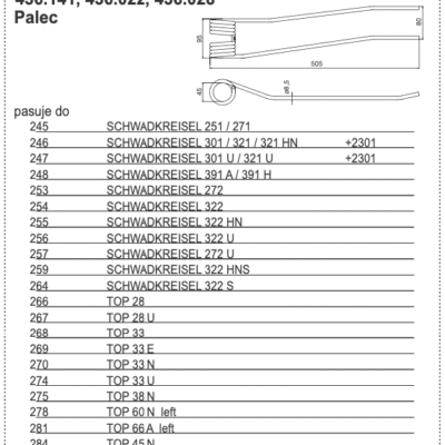 Palec sprężysty zgrabiarki TOP - LEWY - L-475MM – 436.141 - POTTINGER