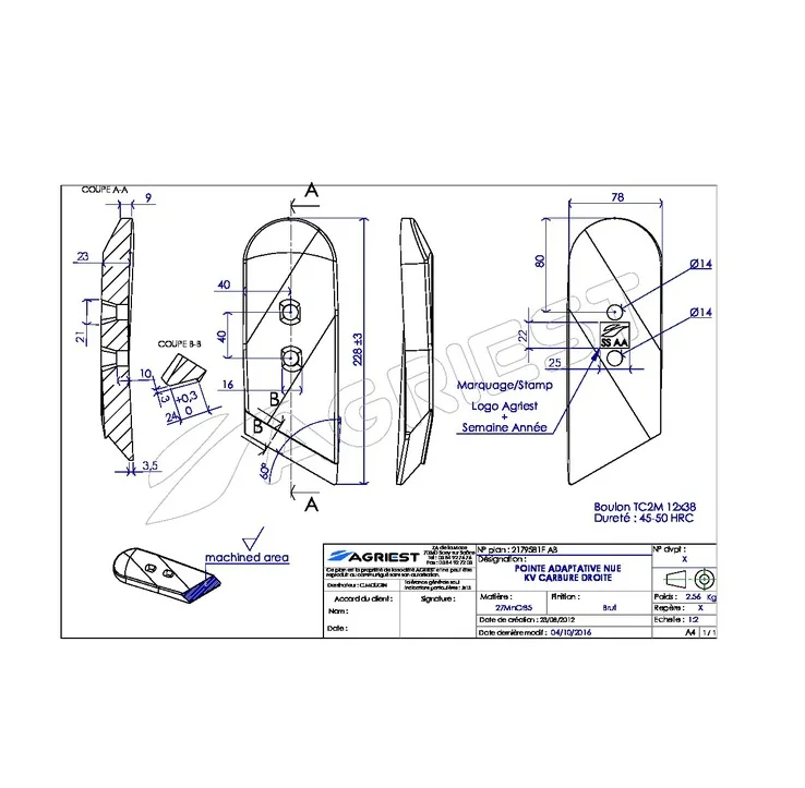 Dłuto - Pasuje do Kverneland 63090 - Lewe - AgriPower