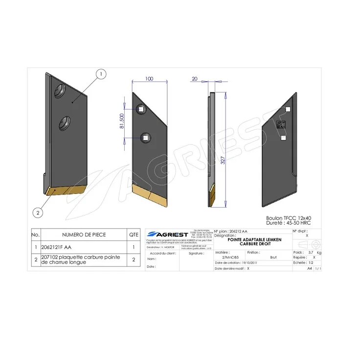 Dłuto - Pasuje do Lemken 3364054 - Prawe - AgriPower