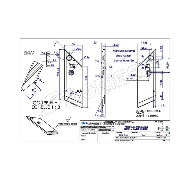 Dłuto - Pasuje do Lemken 3364054 - Prawe - AgriPower