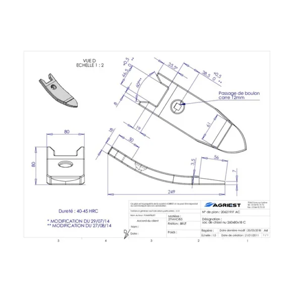 Dłuto kultywatora - Wzmocnione HEAVY DUTY - Pasuje do HORSCH 340.60.850 - AgriPower