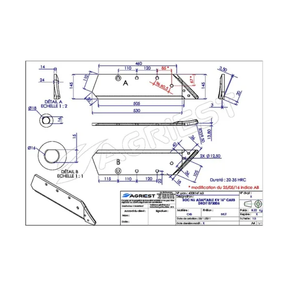 Lemiesz 18" - Prawy - Zastosowanie 073006 D KVERNELAND - AgriPower