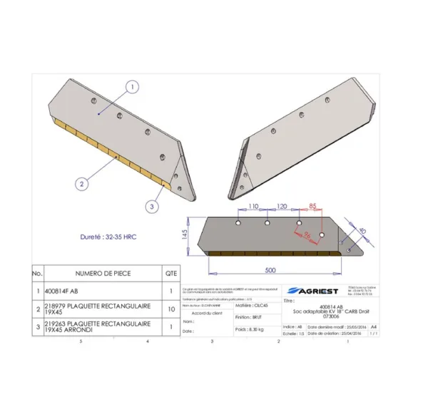 Lemiesz 18" - Prawy - Zastosowanie 073006 D KVERNELAND - AgriPower