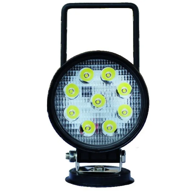 Lampa robocza LED, okrągła, z uchwytem - 12/24V - 27W - 1400 LM - IP67 - ECE R10 CE