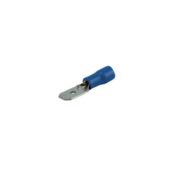 Zaciski płaskie, męskie - 6,3mm - do kabla 2,5mm - kolor niebieski - 20 szt.