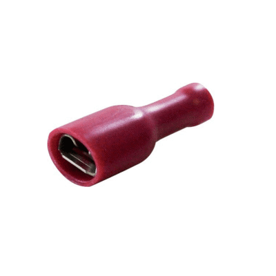 Zaciski płaskie żeńskie izolowane - 6,3mm do kabla 1,5mm - kolor czerwony - 15 szt. - 3810064