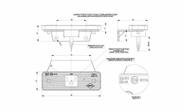 LAMPA OBRYSOWA LD501 CZERWONA DIODOWA - HORPOL