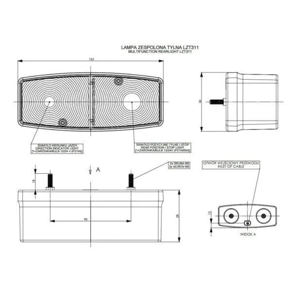 LAMPA ZESPOLONA TYLNA LZT311 - HORPOL