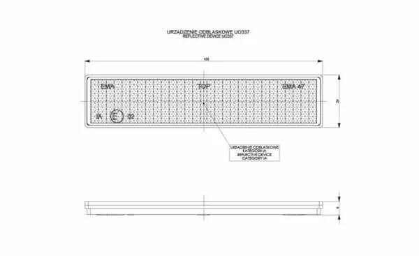 ODBLASK ŻÓŁTY PROSTOKĄT 103X21MM - HORPOL