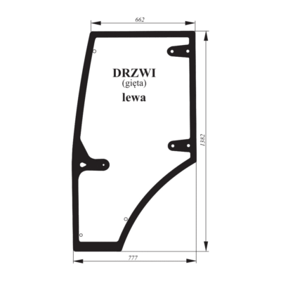 Szyba lewa drzwi nieklejona kabina - Koja - X10-1649 - FARMTRAC