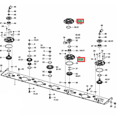 Obudowa łożyska listwy tnącej - 397.60.121.3+1 - POTTINGER