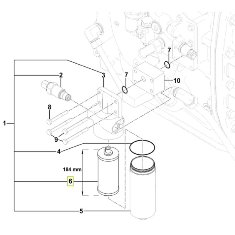 Filtr oleju hydraulicznego skrzyni biegów wkład – H-184 mm – 0.900.7796.0 – SDF