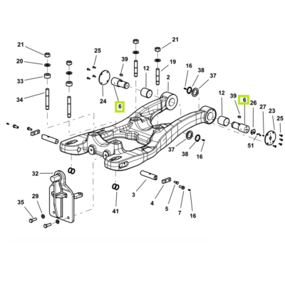 Sworzeń wózka amoryzacji przedniej osi - 0.024.7215.0/10 - SDF