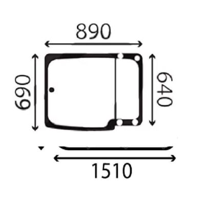 Szyba tylna uchylna klejona - 077312U - MERLO