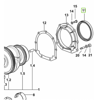 Pierścień uszczelniający wału korbowego - 110x130x12/17 - 2.1529.168.0 - SDF