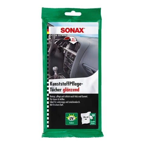 Ściereczki do kokpitu samochodowego - Sonax Plastic - Care wipes - 10 szt - 415100 - SONAX