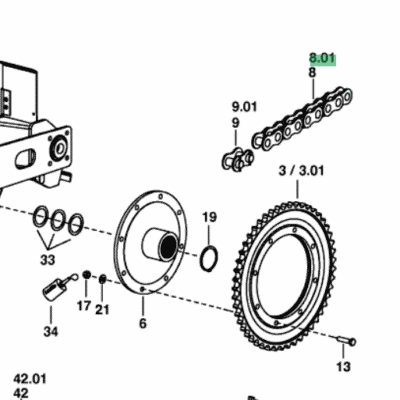 Łańcuch rolkowy - głowny - do EUROPROFI - 65 ogniw - 462.763 - Poettinger