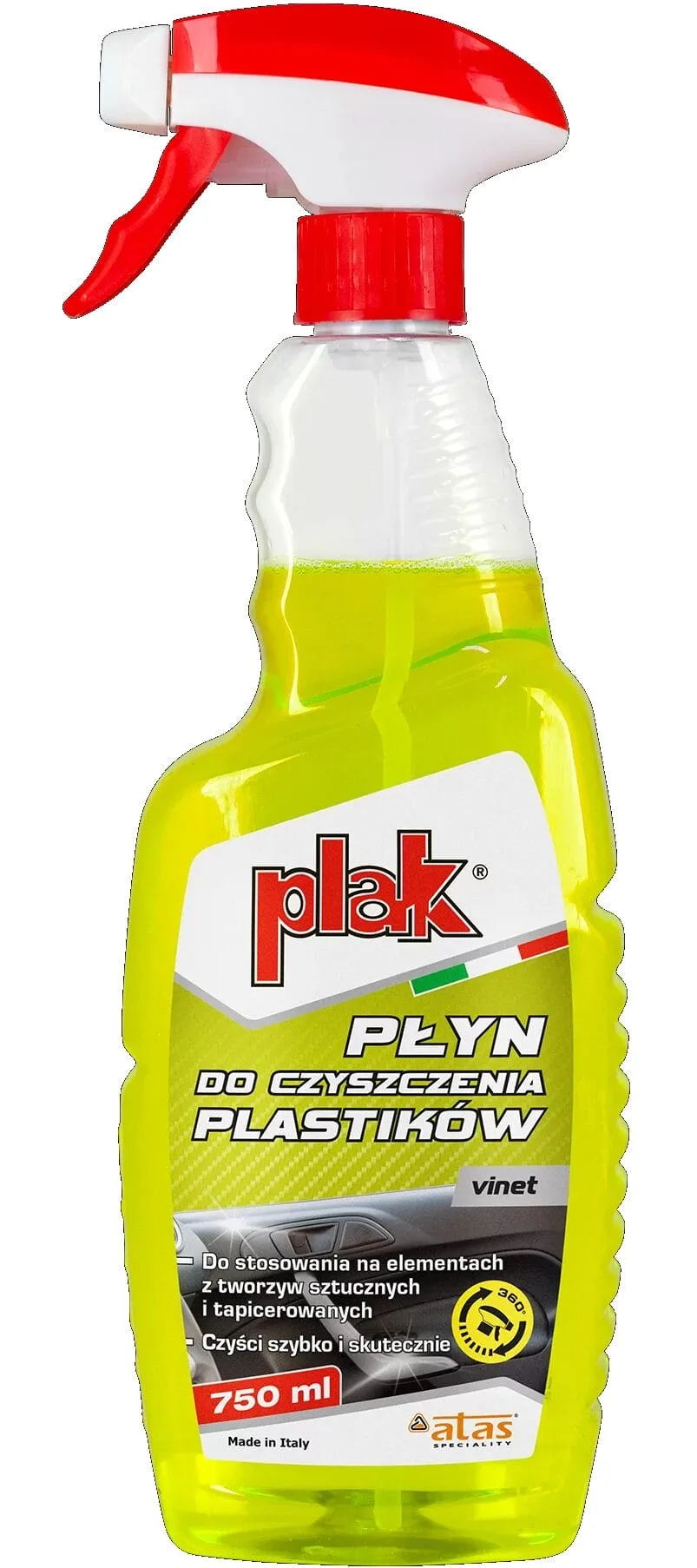 Płyn do czyszczenia plastików -  CZYSTE PLASTIKI - VINET - 750ML - PLAK ATAS