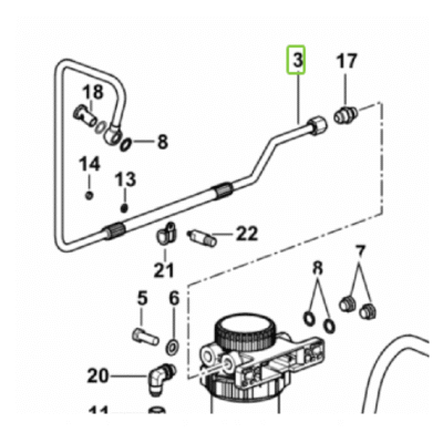 Rurka przewód paliwowy filtra paliwa - 0.016.0454.3 - SDF