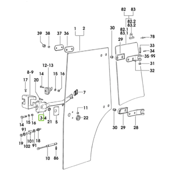 Uchwyt zamka drzwi sx/lh/li - 0.009.7746.3 - SDF