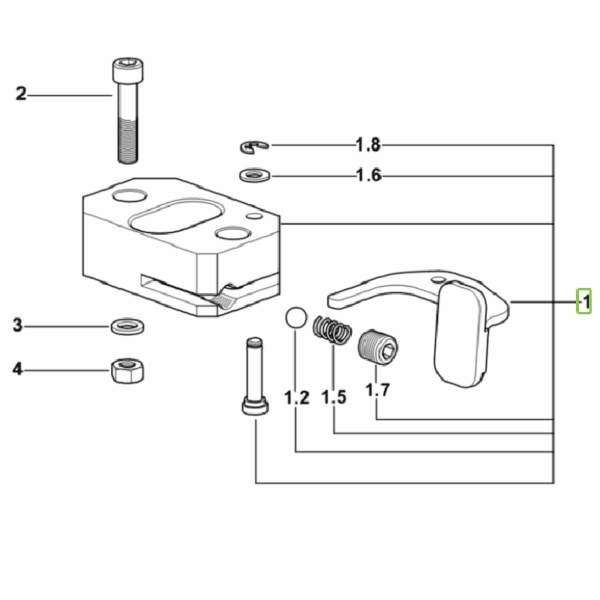Zamek maski kompletny - kostka - 0.016.2266.4/20 - SDF